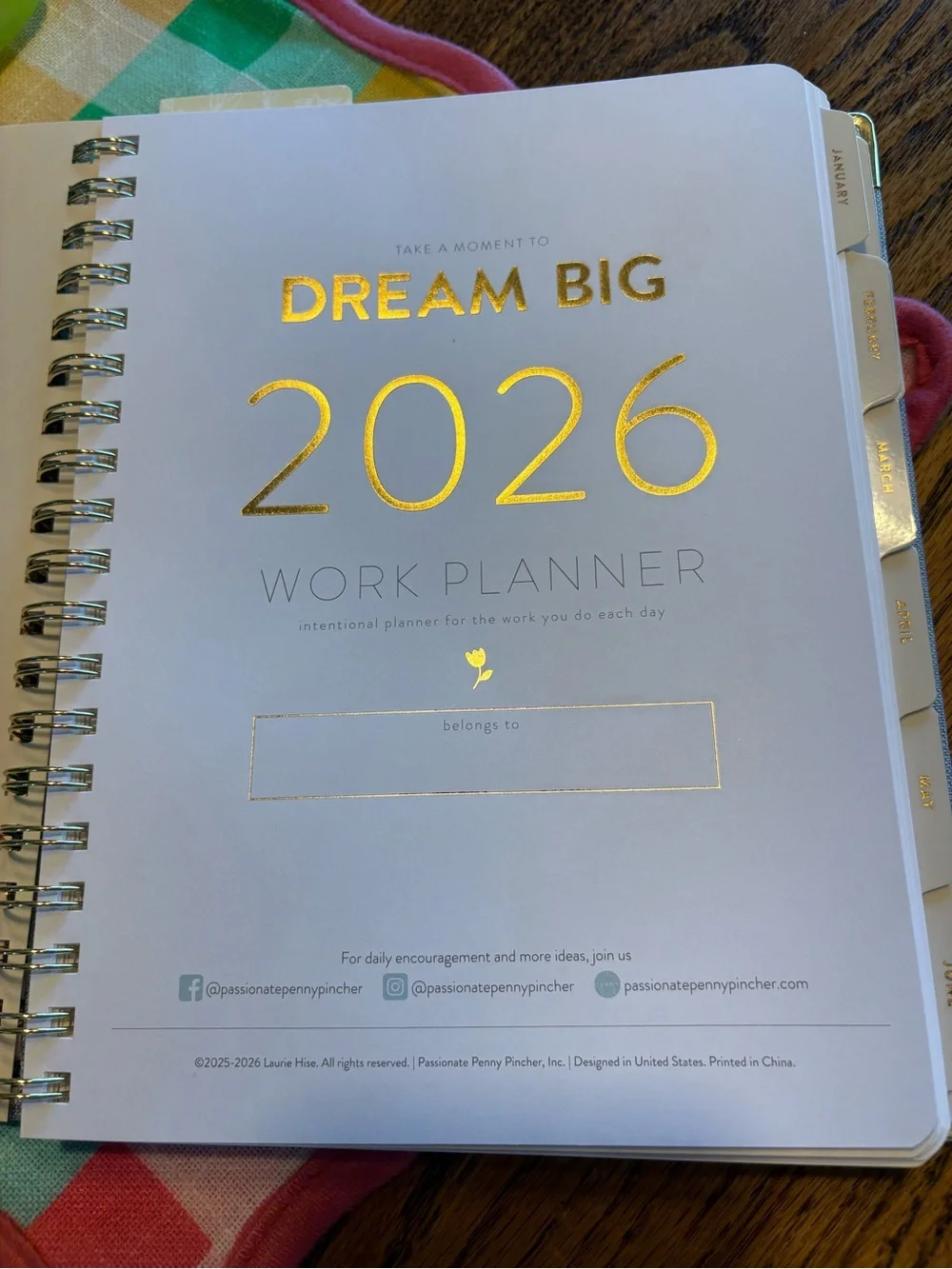 Passionate Penny Pincher Gray 2026 Spiral Work Planner - never used